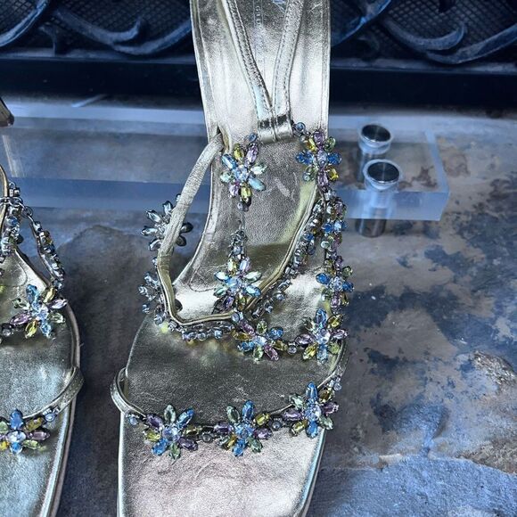 Giuseppe Zanotti Gem Heels Pink and Purple Crystals on Gold heels SZ EU 39 1/2 - Picture 12 of 17